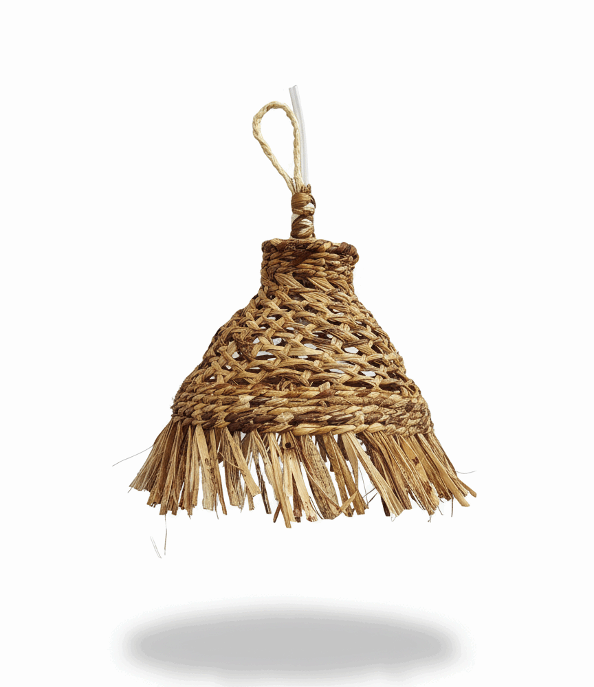 "Mini Lámpara Rústica 'Tierra' con Flecos"