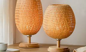 Lámparas artesanales de mimbre natural